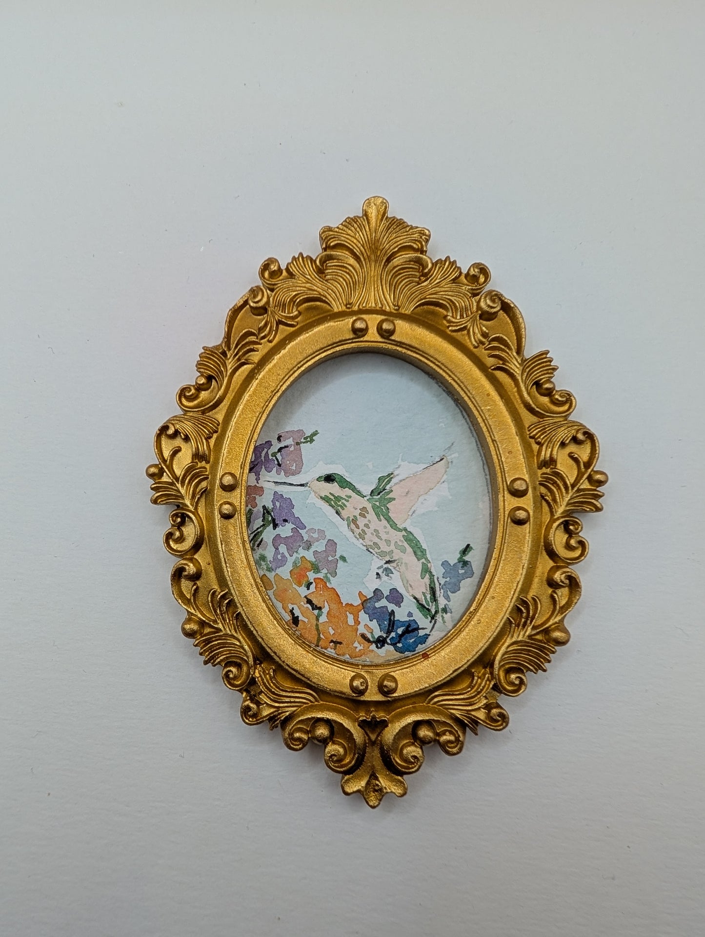 Mini Hummingbird Painting - Original Watercolor Art by Lora Cavallin