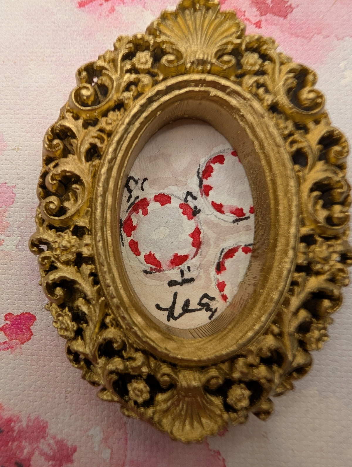 Mini Peppermint Candy Painting - Original Watercolor Art by Lora Cavallin
