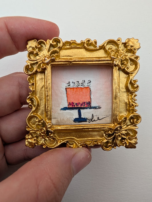 Mini Cake Painting - Original Watercolor Art by Lora Cavallin