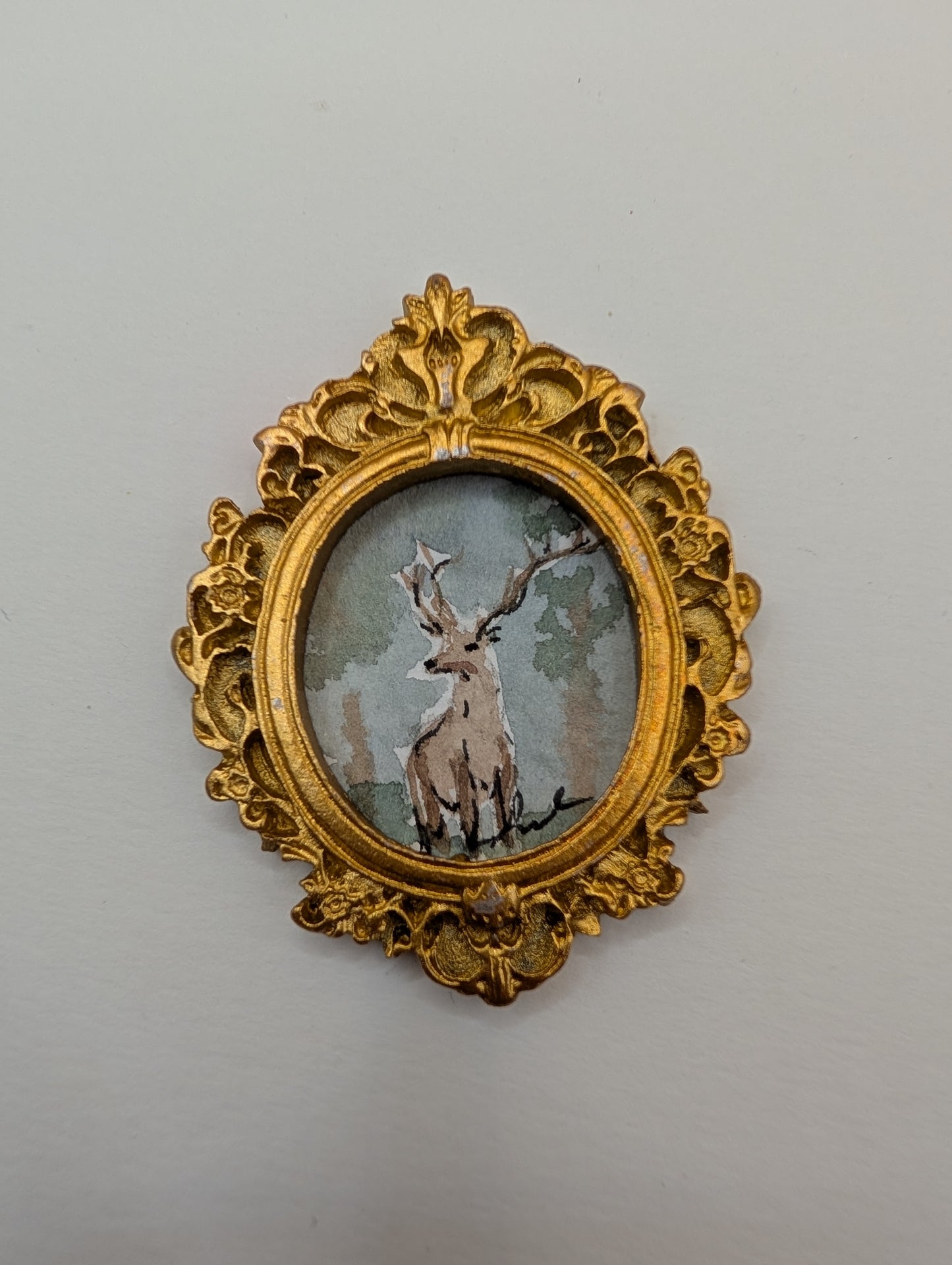 Mini Deer Painting - Original Watercolor Art by Lora Cavallin