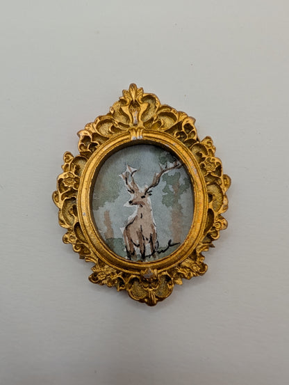 Mini Deer Painting - Original Watercolor Art by Lora Cavallin