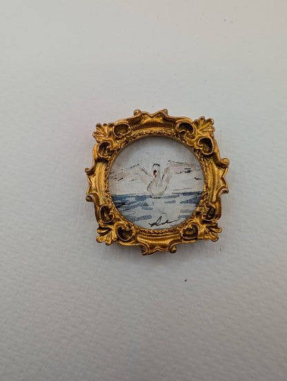 Mini Swan Painting - Original Watercolor Art by Lora Cavallin