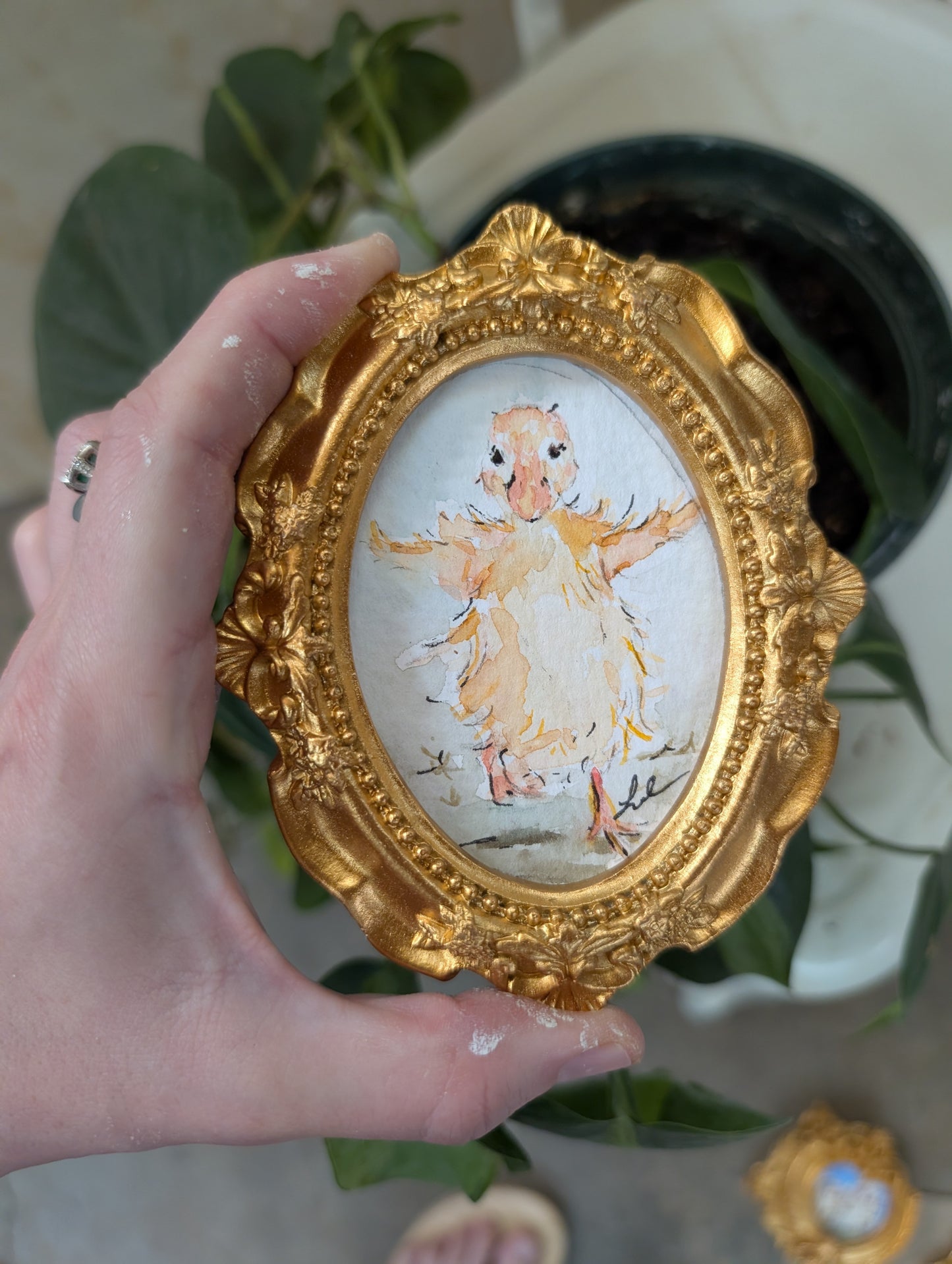 Mini Duck Painting - Original Watercolor Art by Lora Cavallin