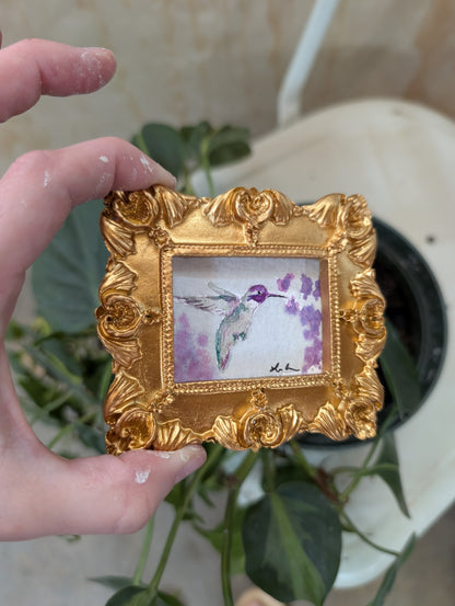 Mini Hummingbird Painting - Original Watercolor Art by Lora Cavallin