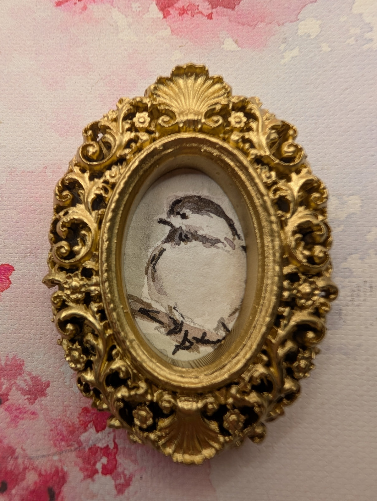 Mini Chickadee Bird Painting - Original Watercolor Art by Lora Cavallin