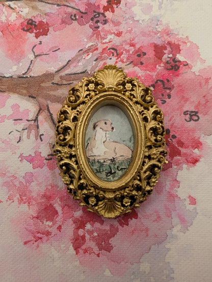 Mini Whippet Painting - Original Watercolor Art by Lora Cavallin