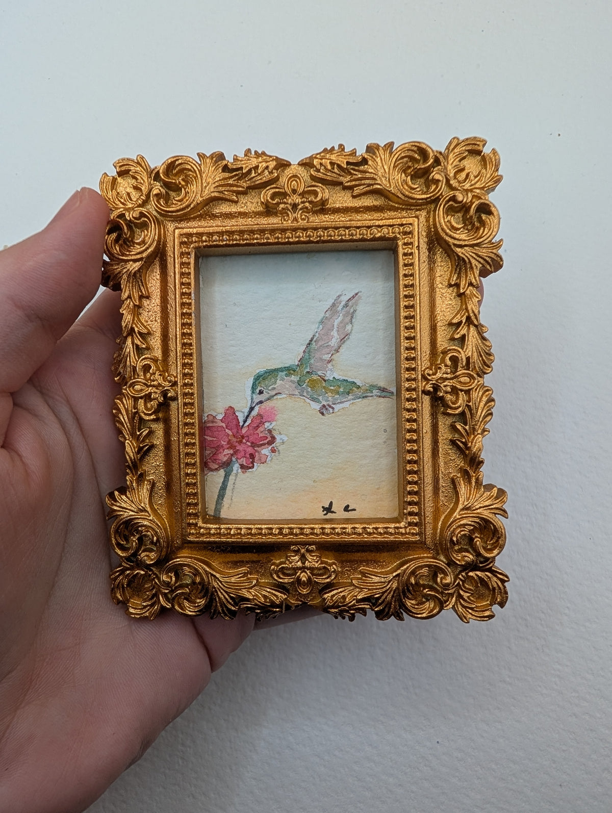 Mini Hummingbird Painting - Original Watercolor Art by Lora Cavallin