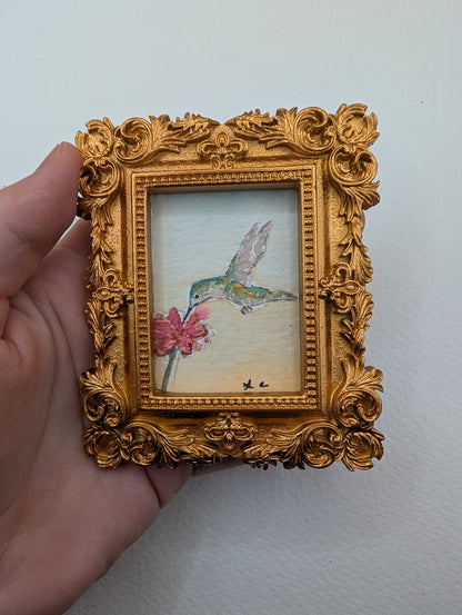 Mini Hummingbird Painting - Original Watercolor Art by Lora Cavallin