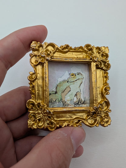 Mini Frog Painting - Original Watercolor Art by Lora Cavallin