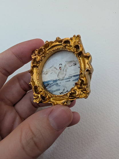 Mini Swan Painting - Original Watercolor Art by Lora Cavallin