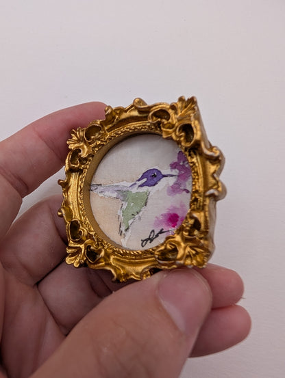 Mini Hummingbird Painting - Original Watercolor Art by Lora Cavallin