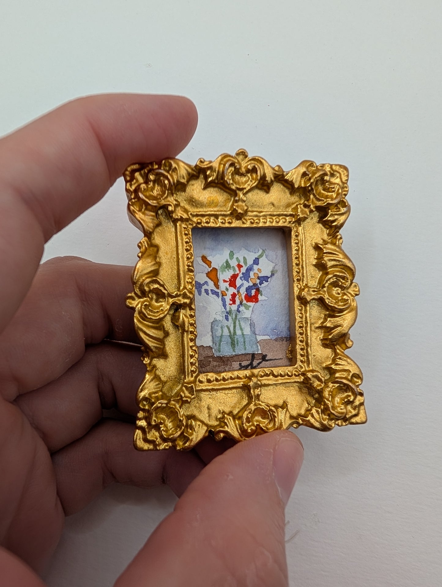 Mini Vase of Flowers Painting - Original Watercolor Art by Lora Cavallin