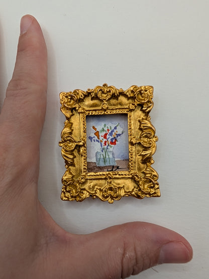 Mini Vase of Flowers Painting - Original Watercolor Art by Lora Cavallin