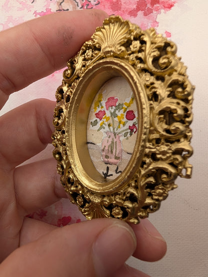 Mini Vase of Flowers Painting - Original Watercolor Art by Lora Cavallin