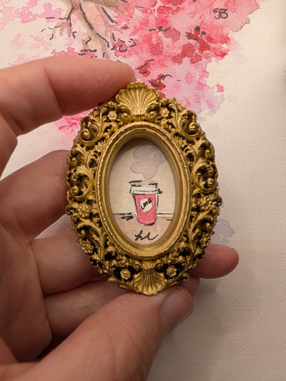 Mini Coffee Painting - Original Watercolor Art by Lora Cavallin