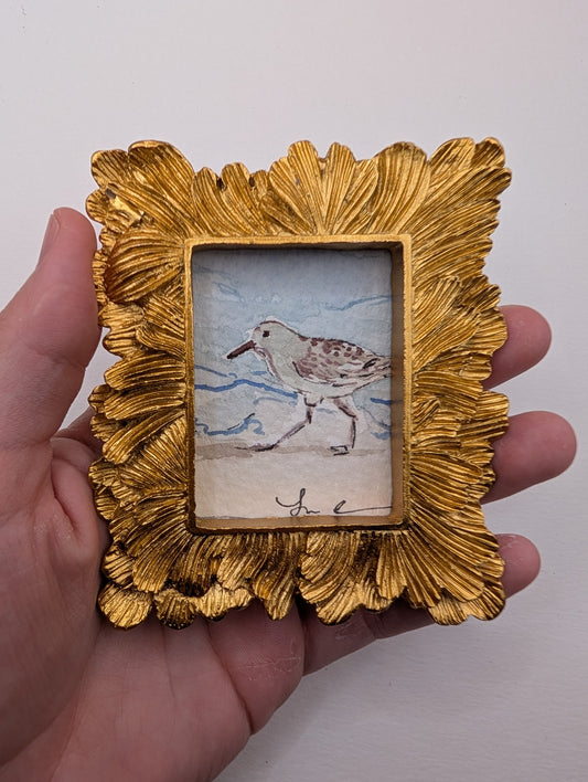 Mini Sandpiper Painting - Original Watercolor Art by Lora Cavallin