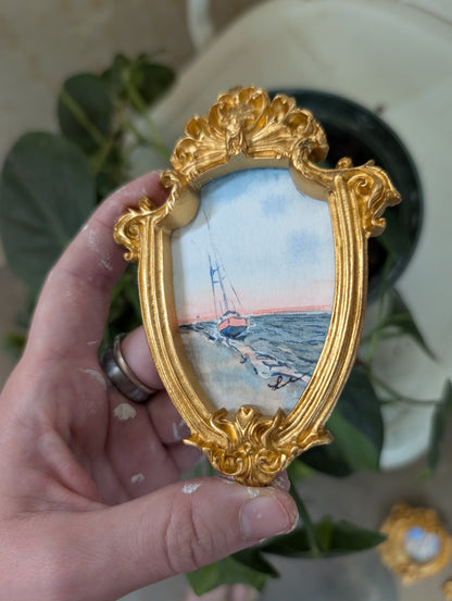 Mini Sailboat on Beach Painting - Original Watercolor Art by Lora Cavallin