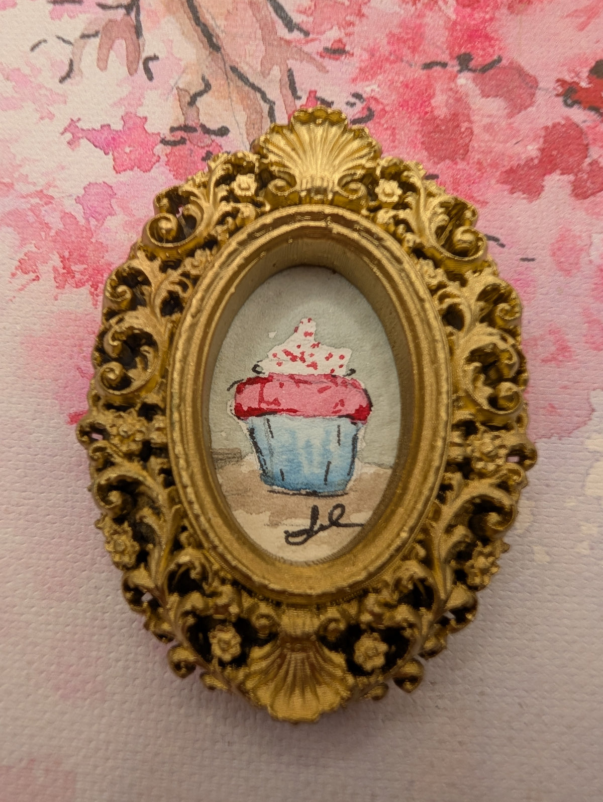 Mini Cupcake Painting - Original Watercolor Art by Lora Cavallin