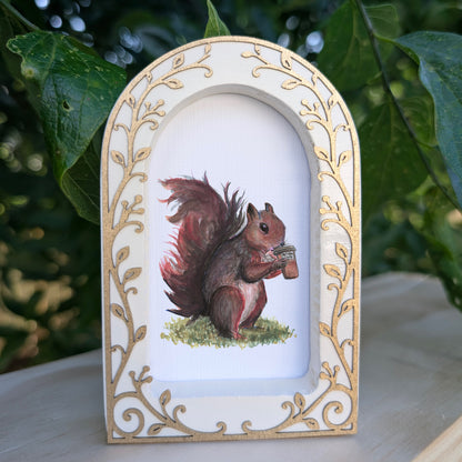 Squirrel and Coffee cup - Ornate Arch Frame