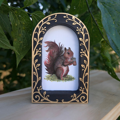 Squirrel and Coffee cup - Ornate Arch Frame